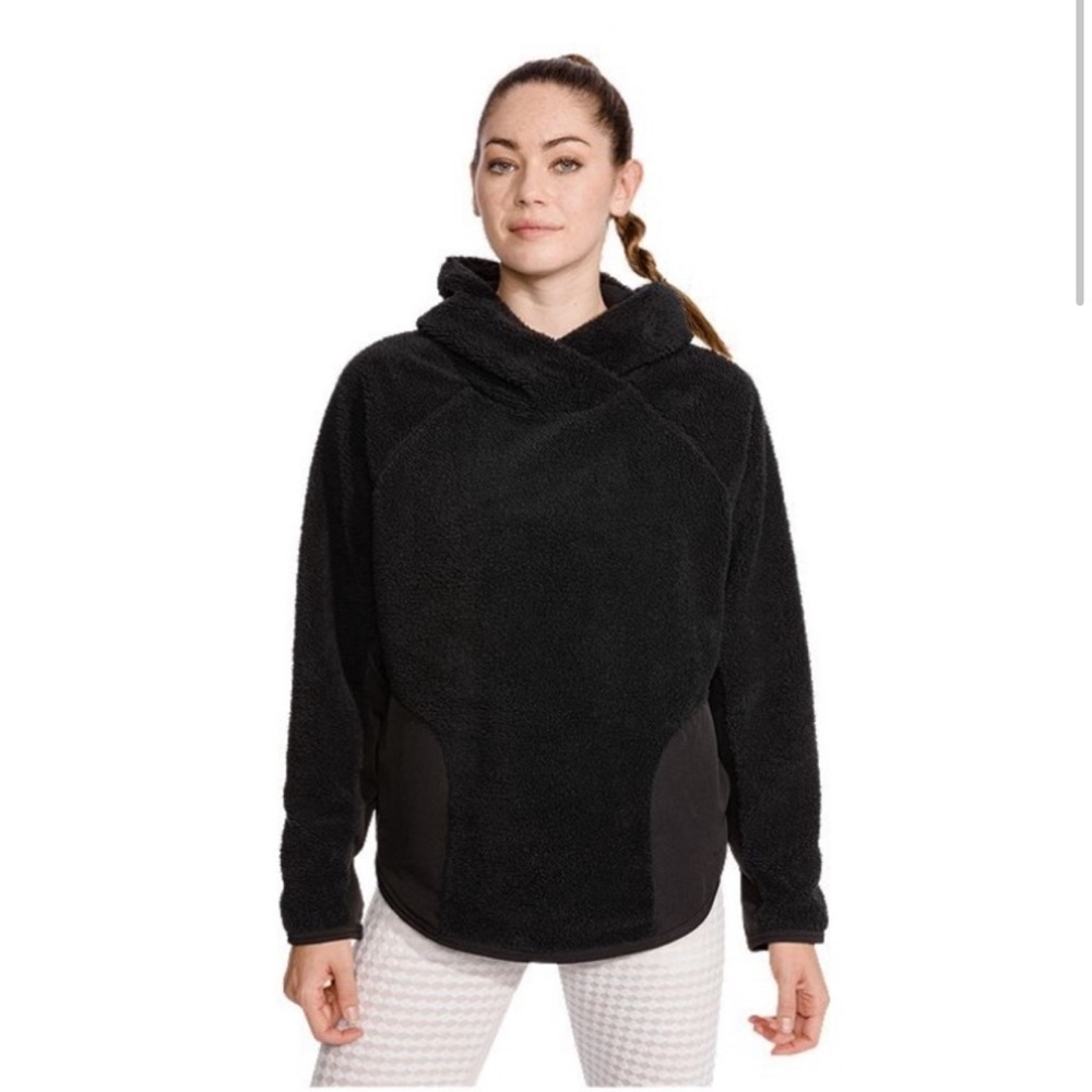 Nike Pullover Womens Large Black Sherpa Long Sleeve Pockets Warm Athleisure